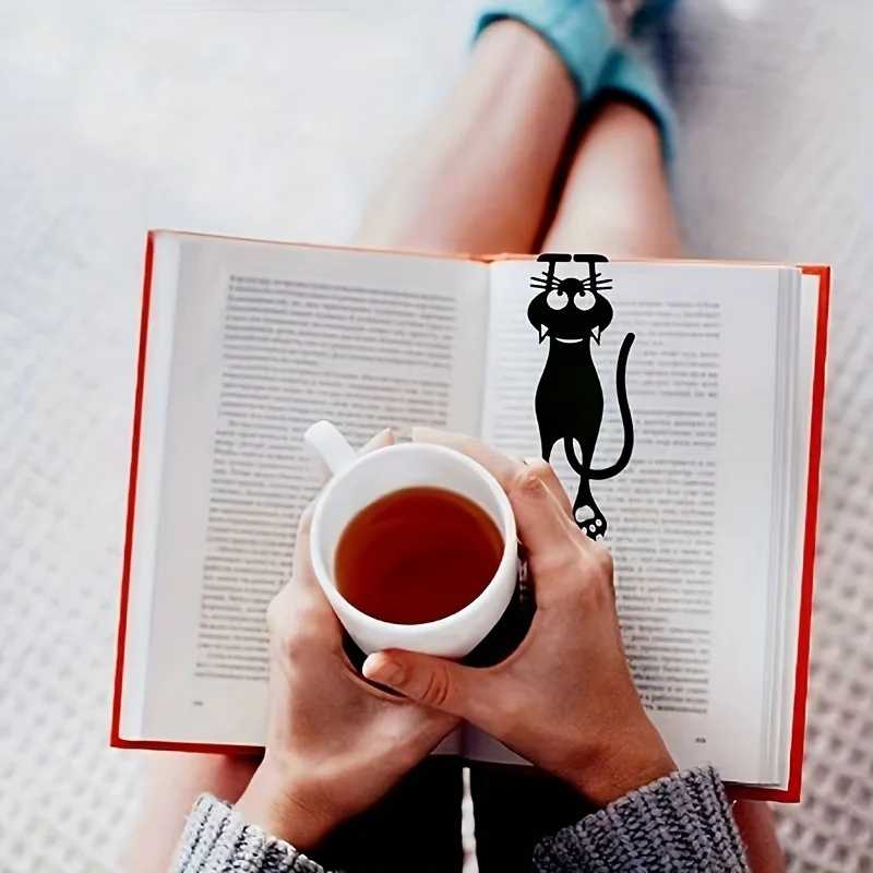 1pc 3D Black Cat Bookmark, Hanging Book Page Marker, Reading Accessory, Suitable for Schools and Offices