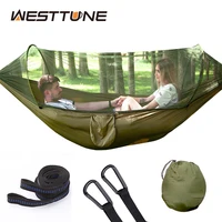 WESTTUNE Outdoor Camping Hammock with Mosquito Net Automatic Quick Opening Hanging Hammocks Fabric Hanging Sleeping Swing Bed 1