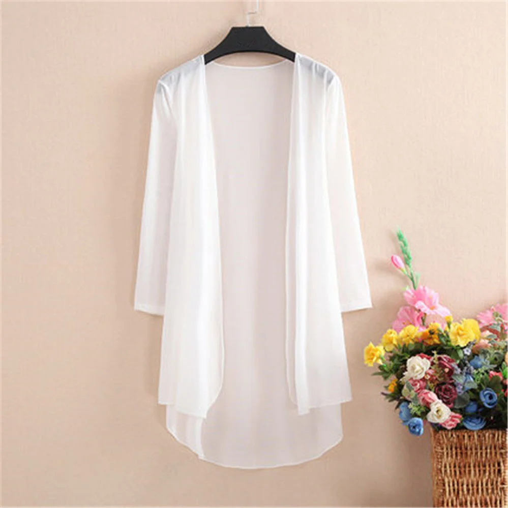 

Kimono Cardigan Women Summer Cardigan Feminino White Shirt XL-5XL Boho Korean Long Sleeve Blouse 2022 Mesh Bohemian Top Blusa
