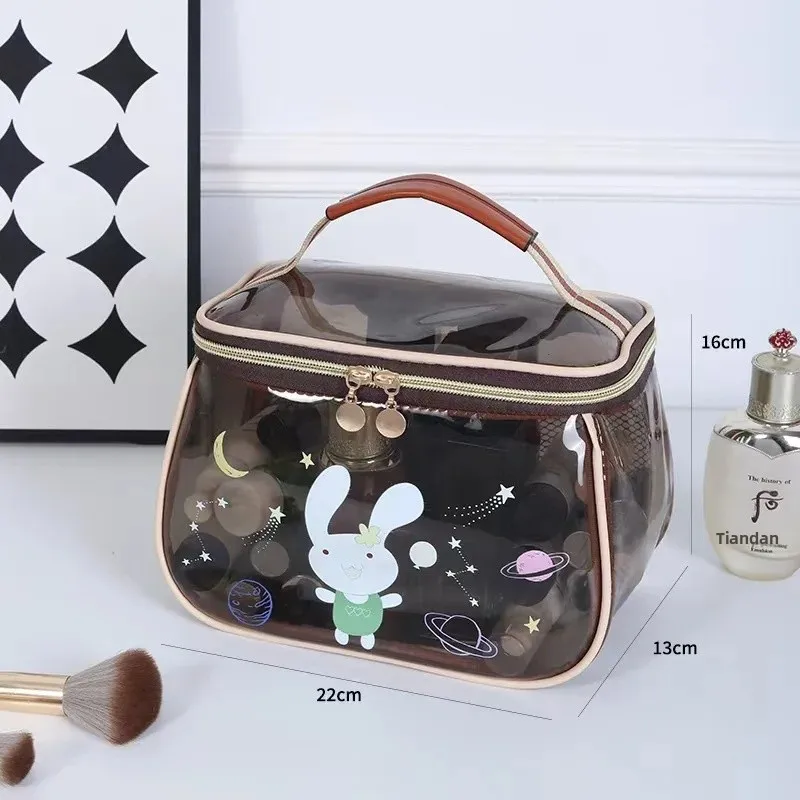 حقيبة مكياج نسائية شفافة ذات سعة كبيرة مقاومة للما...