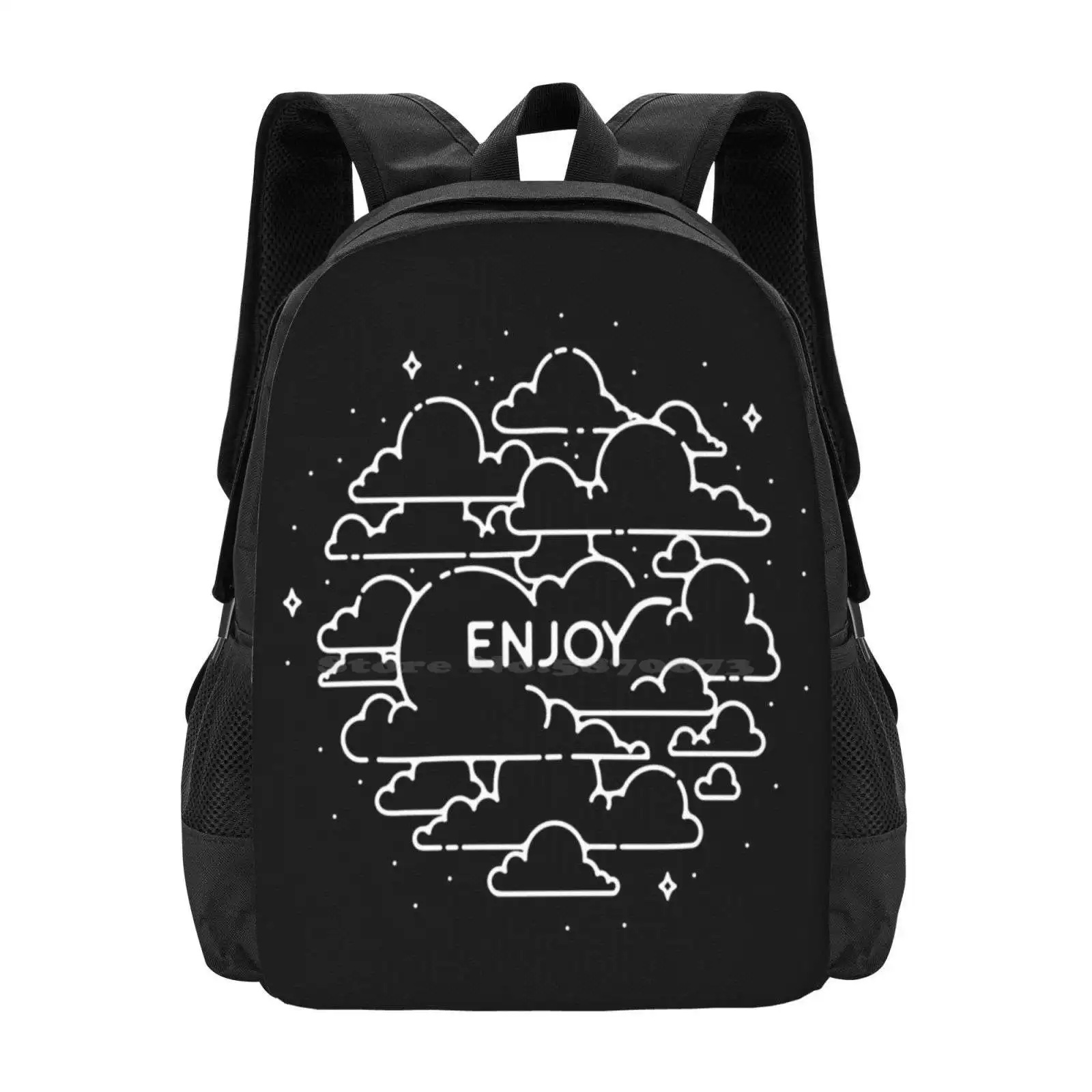 

Пример облаков-наслаждайтесь! Студенческий рюкзак для подростков, студентов колледжа, дизайнерские сумки с рисунком, вызов приключений, линии, хипстерский силуэт