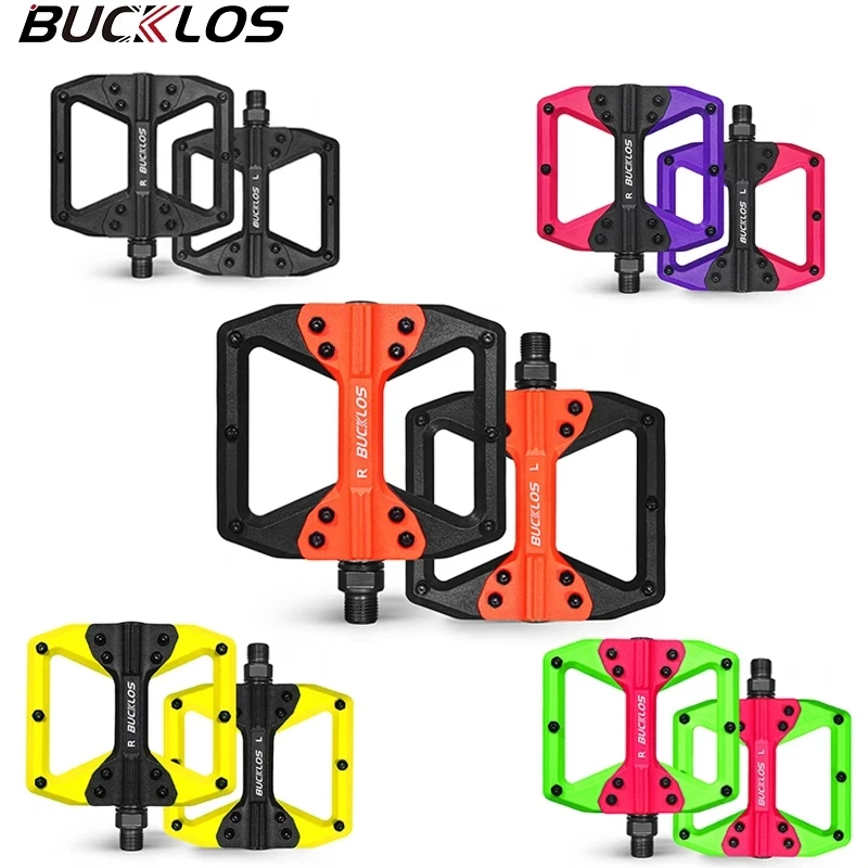 BUCKLOS Ultralight Sealed Bearing Bicycle Pedal Road Mountain Bike Anti-slip Pedals Bearing Quick Release Nylon Bike Parts