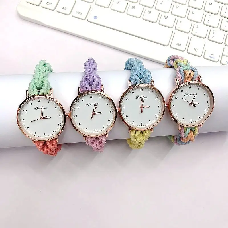 

Sdotter Fashion Mixed Color Knitting Watch For Women Simple Quartz Ladies Wristwatches Elastic Strap Creative Female Clock reloj