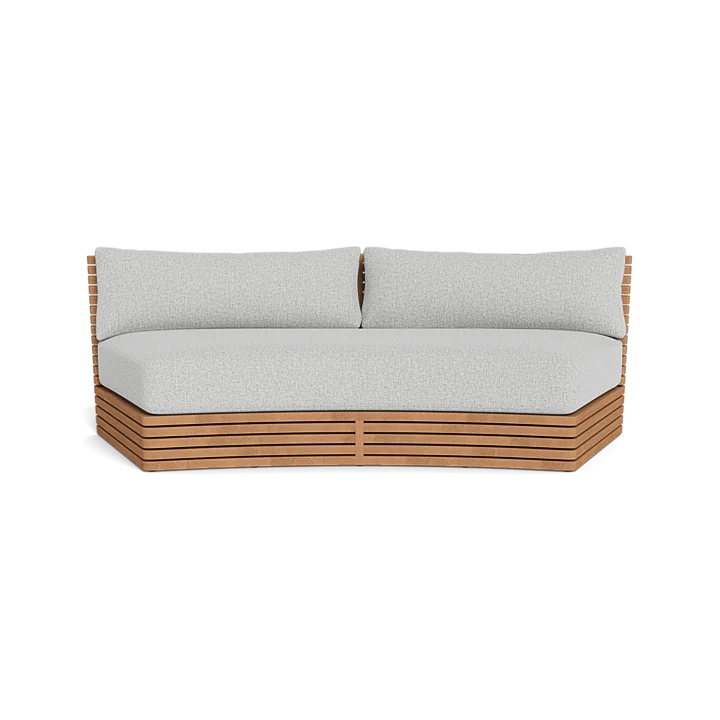 

Outdoor Balcony Furniture Luxury Two Seat Armless Design Solid Teak Wooden Modern Curved Sofa