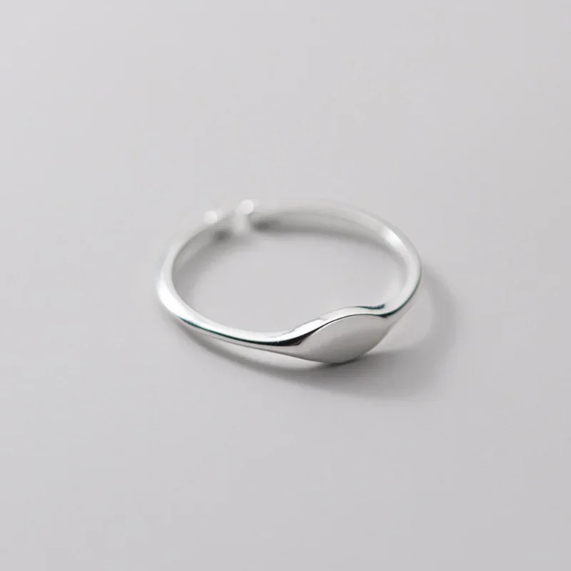 SOFTPIG Real 925 Sterling Silver Oval Adjustable Ring For Fashion Women Party Fine Jewelry Minimalist Geometric Punk Accessories