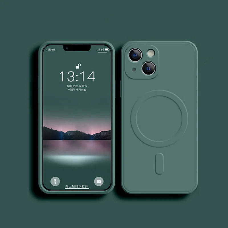 Flüssiges Silikon, stoßfest, für iPhone 17, 16, 15, 14, 13, 12, 11, Pro Max Plus, Telefon, magnetisches kabelloses Ladegerät für Magsafe-Abdeckung