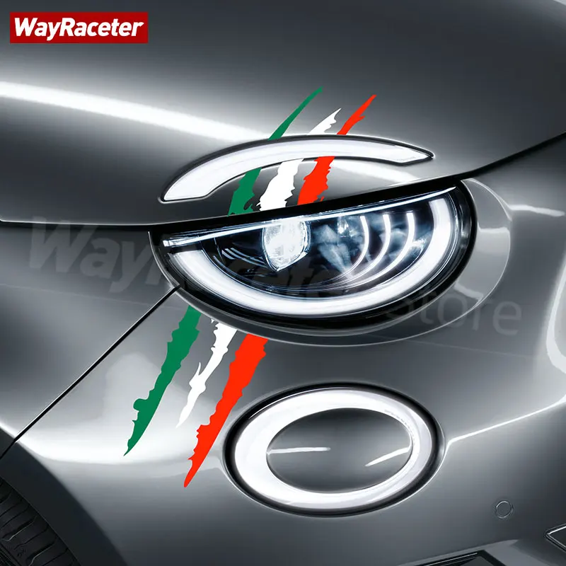 Car Headlight Eyebrow Sticker Italian Flag Ghost Claw Stripes Decal For  Fiat 500 Abarth Punto 124 Spider Panda Bravo Freemont