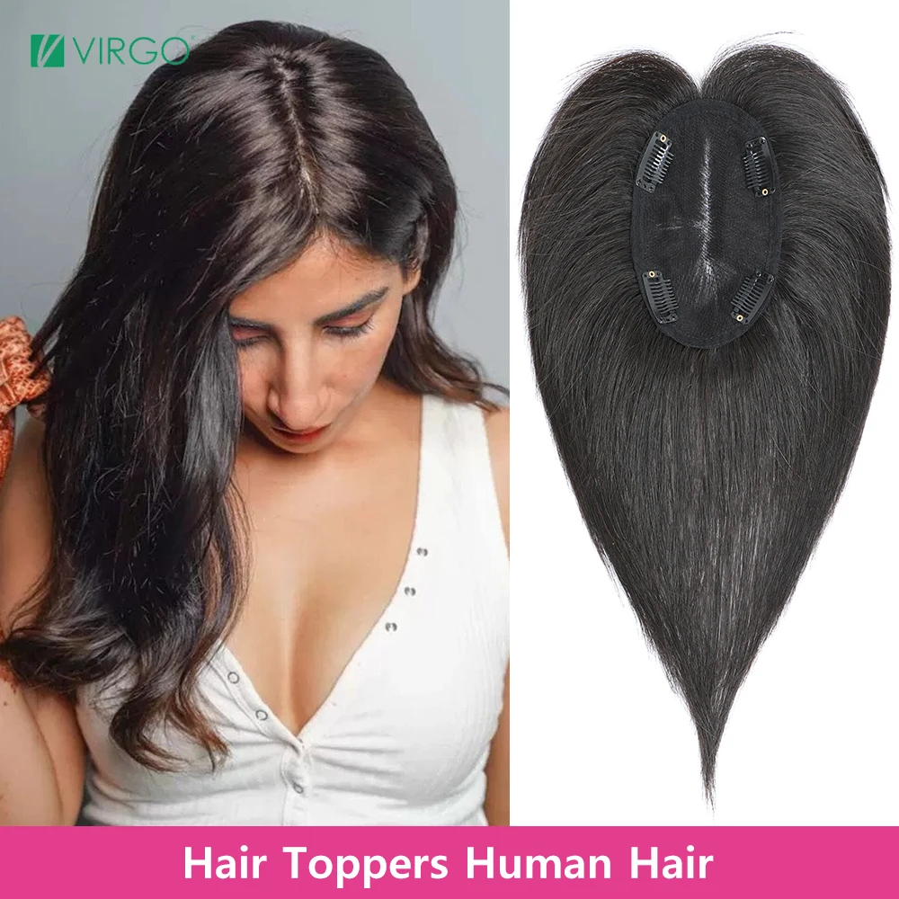 

Virgo Hair Toppers For Women Real Human Hair Thinning Clip In Hair Extensions Hair Pieces Upgrade 360 Natural Breathable Lace