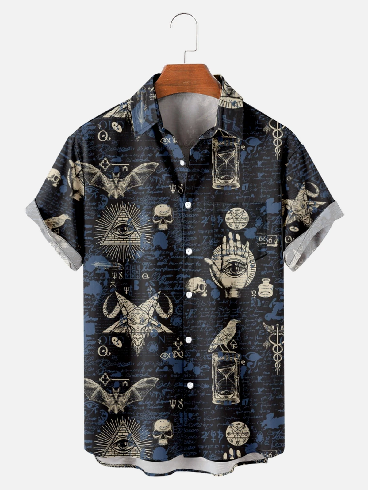 Casual Short Sleeved Shirt Hawaiian Shirt Short Sleeved Shirt Hawaiian Shirts For Men's Skull Summer Casual Short Sleeve Y2k Oversized Streetwear Vintage Beach Tops Clothing