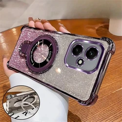 Glitter Shockproof Phone Case with Magnetic Bracket Holder and Silicone Cover - Moto G52 (4)