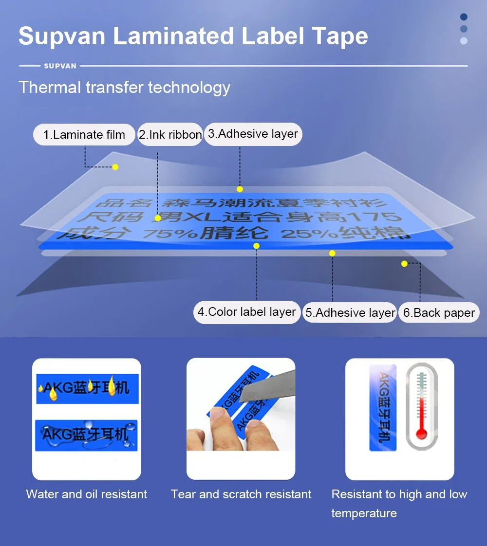 Fita de Etiqueta Multicolors Compatível para Lp5120m Lp5125m Fitas Laminadas com Chip Etiqueta Cartucho Supvan mm mm 12 mm - Imagem 2