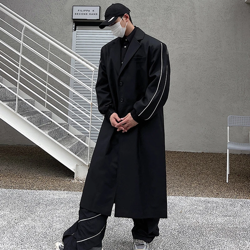 LUZHEN High Quality Street Design Original Long Trench Coat Men's Overcoat Suit Autumn Winter Male Stylish Clothing Bbff91