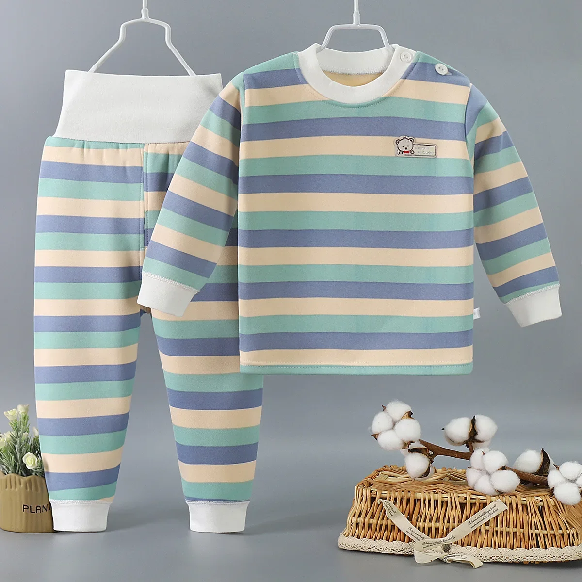 Thicken Warm Plush Children Sets Kids Clothes Boy Girl Underwear Suits Autumn Winter Children Clothinn children underwear sets