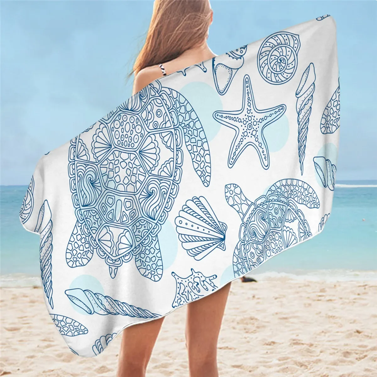 Summer Marine Life Beach Towel Microfiber Swim for Women Men Kid Marine Animal Shower Towel Travel Camping Yoga Gym Picnic Mat 4