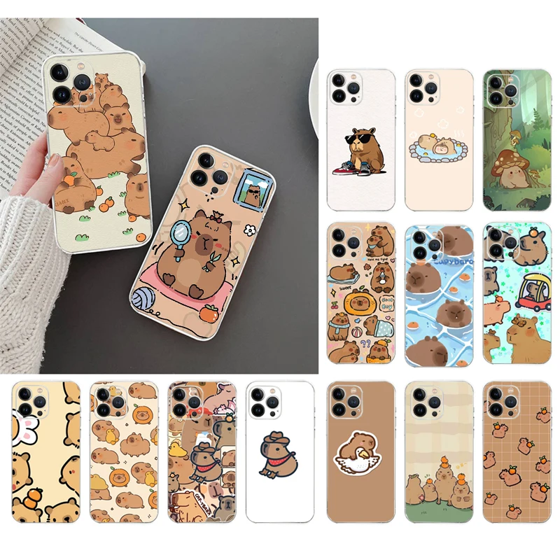 Cute Cartoon Capybara Animal Phone Case Per Iphone 15 14 Pro Max 13 12 11 Pro Max Xsmax Xr 12 13 Mini 14 Plus