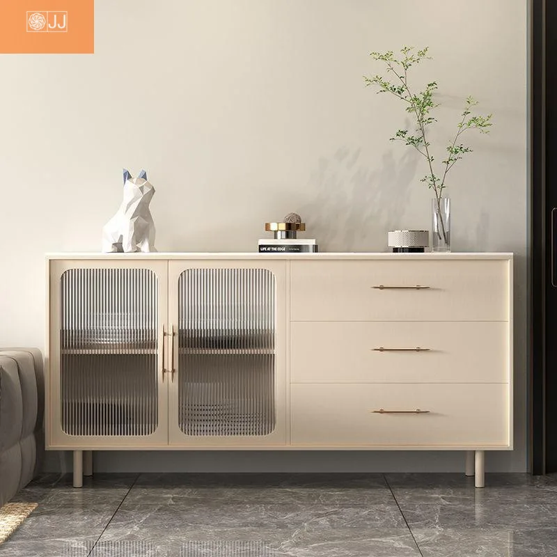 Light Luxury Cream Style Stone Plate Sideboard Storage Chest of Drawers Living Room Side Cabinet