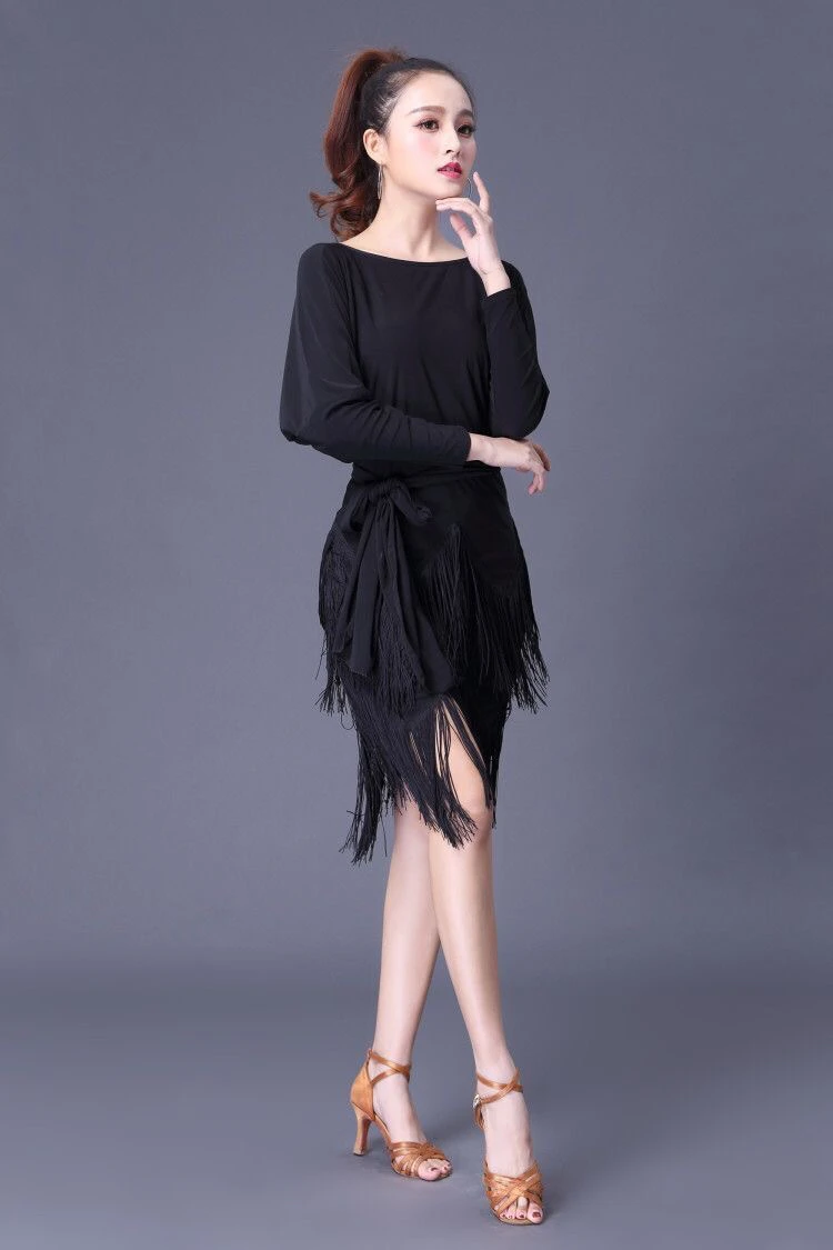 Women's Latin Dance Clothing Slim Fit Short Sleeve Practice Suit High Waist Skirt Flounce Short Dress Fashionable Dancewear