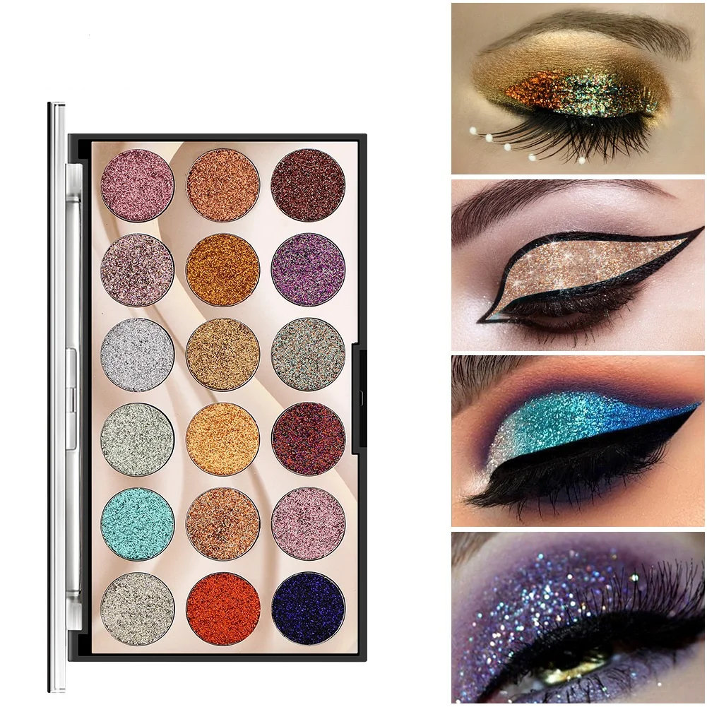 18 Color Eyeshadow Palette Sequin Glitter Pearlescent Waterproof