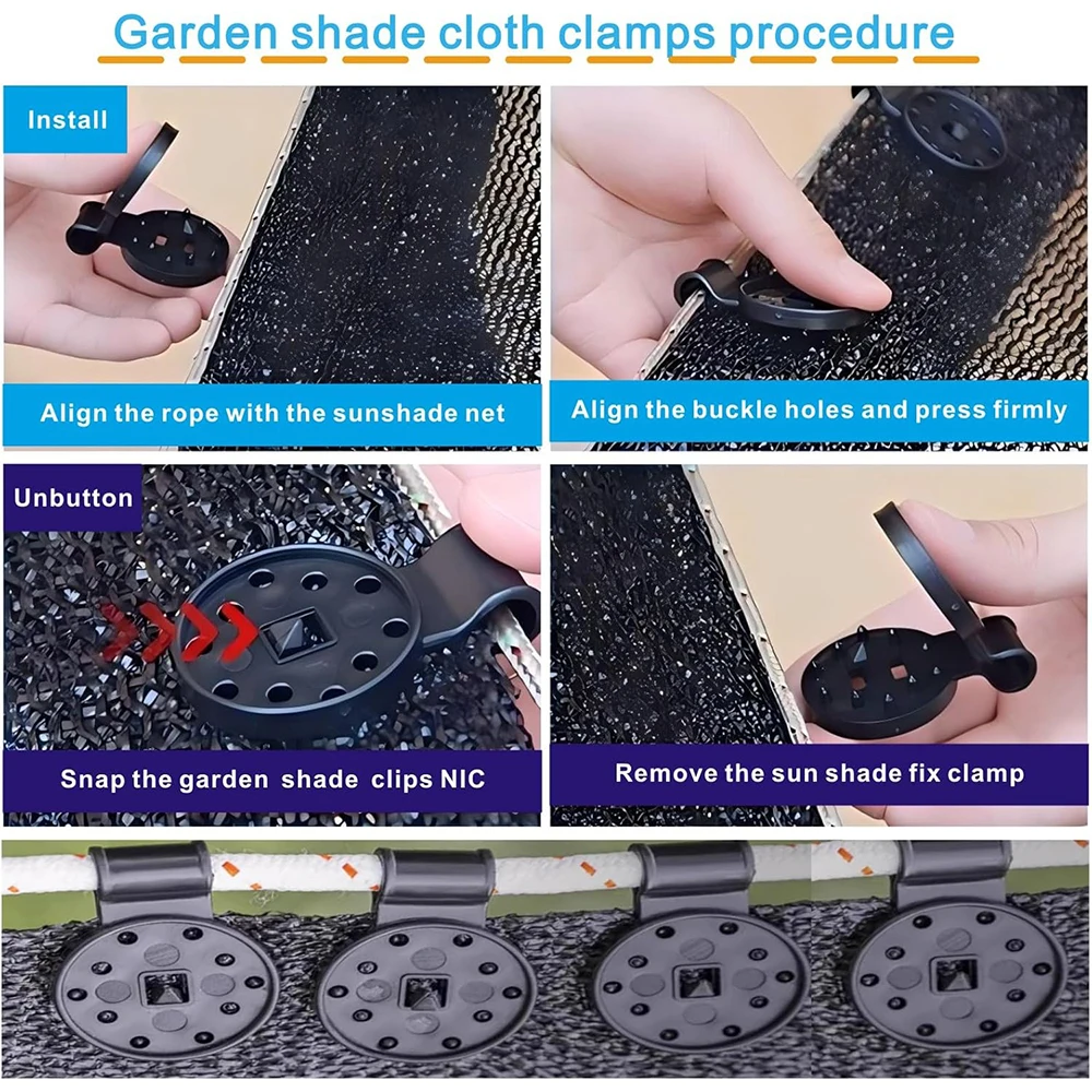 100Pcs Shade Cloth Plastic Clips Sun Shade Net Clips Greenhouse Fabric Fixing Clamps Grommet Fence Netting Hook