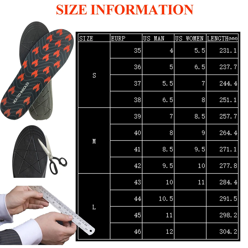 Electric Heated Insoles USB Rechargeable Adjustable Temperature Heated Shoes Soles Winter Foot Warmers for Men Women with Remote