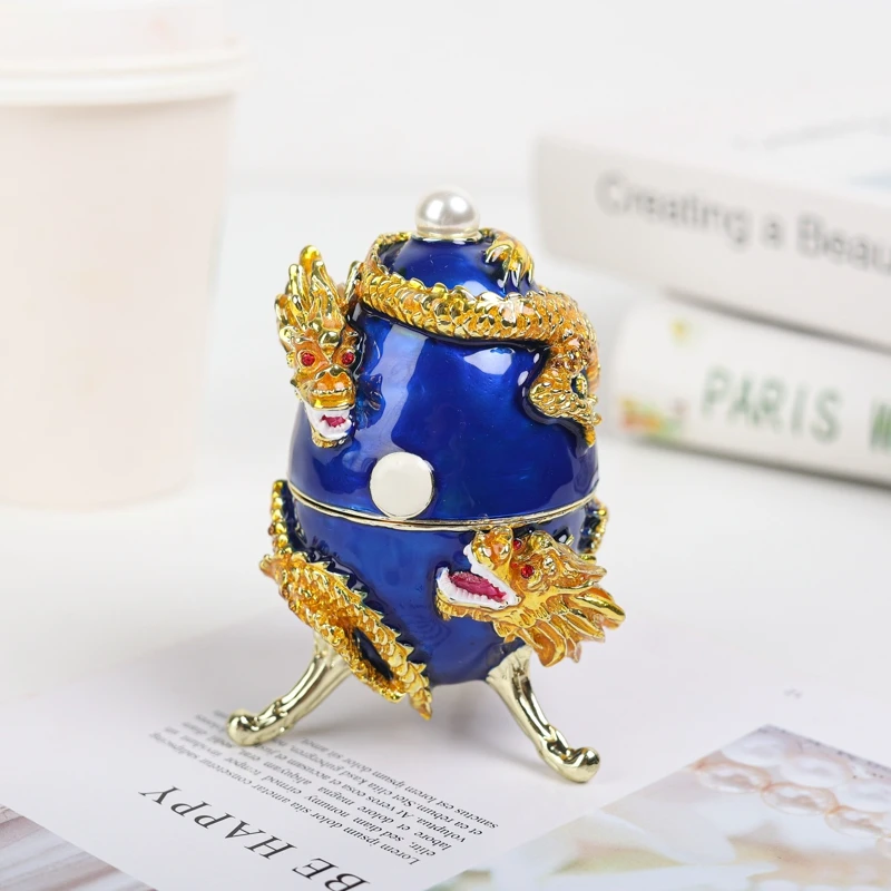 SHINNYGIFTS New Style Double Dragon on the Egg Enamel Pewter