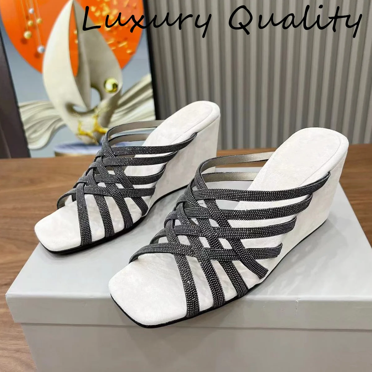 

2024 Sandals Women Casual slipsole Slippers Cashmere material Luxury Design Open Toe Outdoor Vacation Beach Shoes