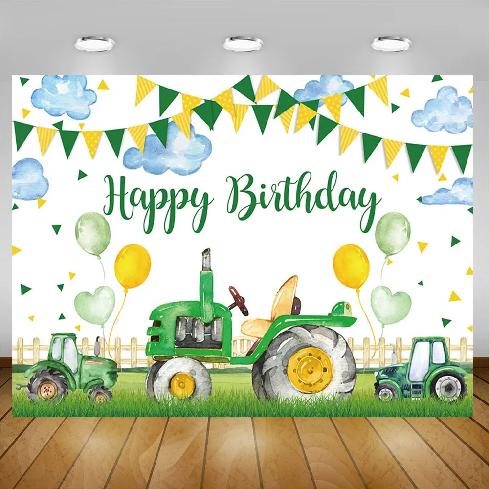 Grüne Bauernhof Traktor Thema Bagger Fahrzeug Geburtstag Party Dekoration Einweg Platte Banner Luftballons Baby Dusche Kinder Liefert – Detail 39