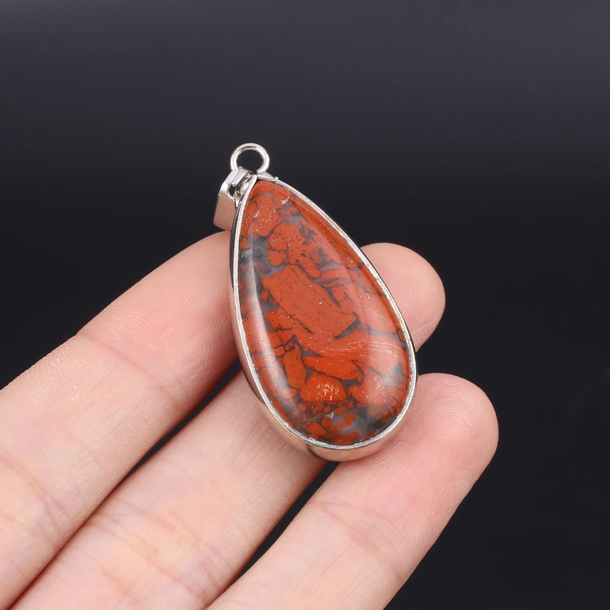 Natural Semi-precious Stone Drop-shaped African Bloodstone Boutique Pendant Making DIY Fashion Charm Necklace Jewelry Gift 4