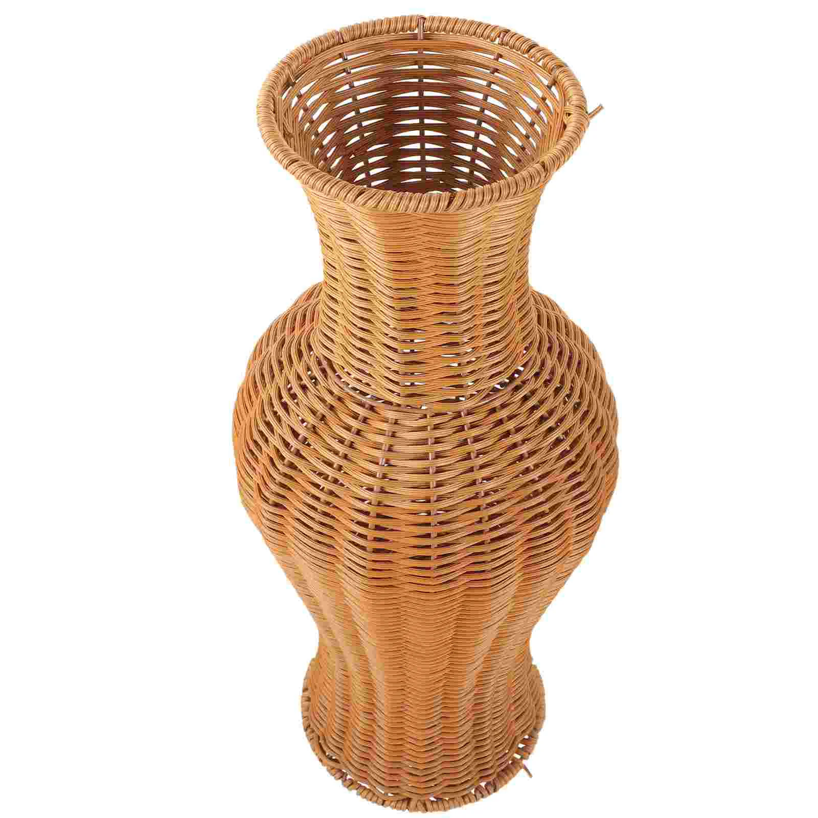 

Rattan Woven Flower Vase Rustic Flower Arrangement Containers Large Floor Vase Decorative Imitation Wicker Floor Vase Tall