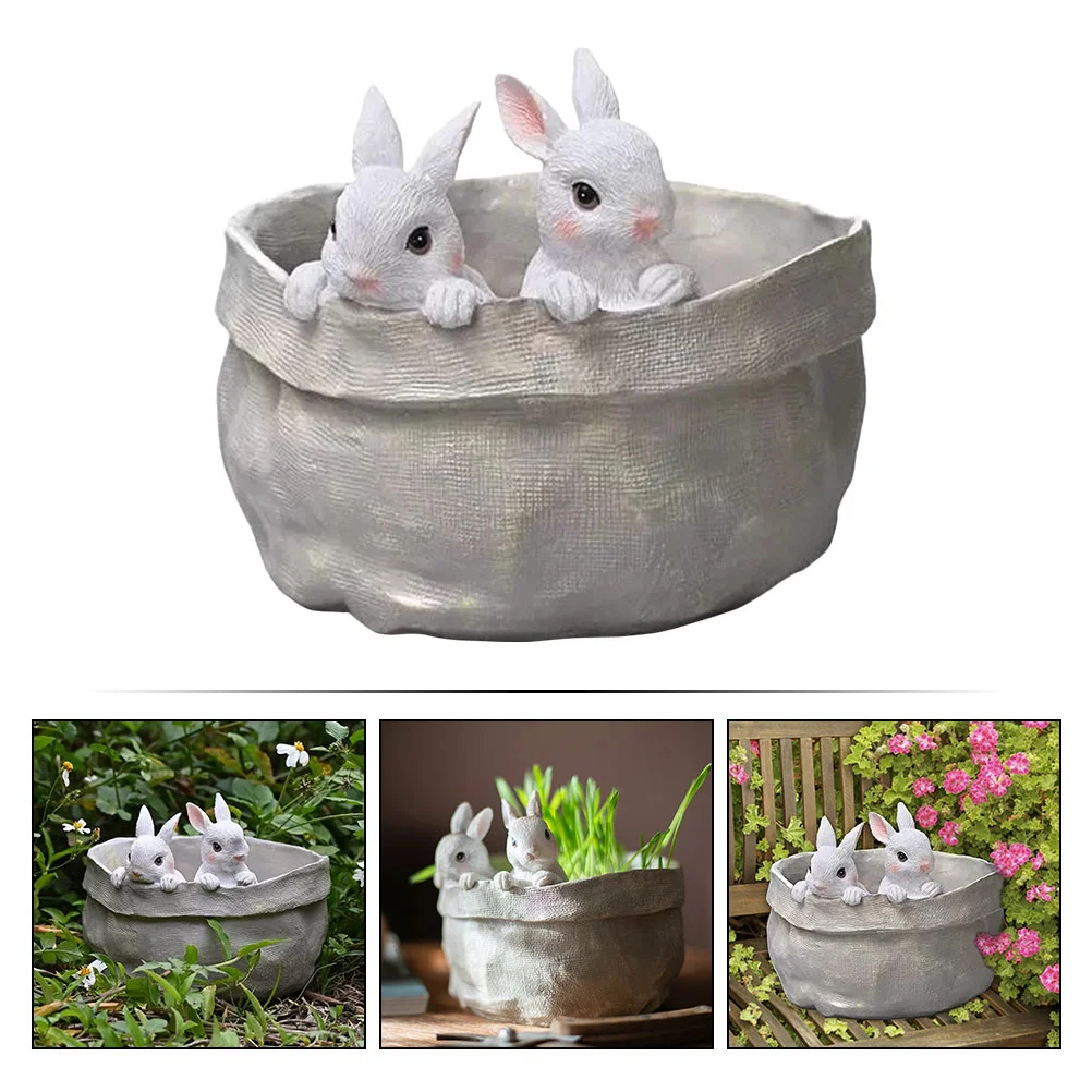 

Creative Pot Rabbit Pastoral Resin Rabbit Flower Pot Cute Animal Fleshy Flower Garden Balcony Decoration Arrangement Sculpture
