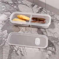 Boîte de conservation alimentaire transparente avec couvercles transparents pour réfrigérateur, empilable, 3/2 compartiments 4
