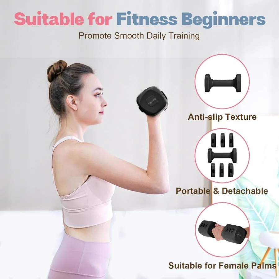 Adjustable Dumbbell Set of 2, 4 in 1 Free Weights Dumbbells Set for Women with Fast Adjustment, Each 2lb 3lb 4lb 5lb Hand Weight