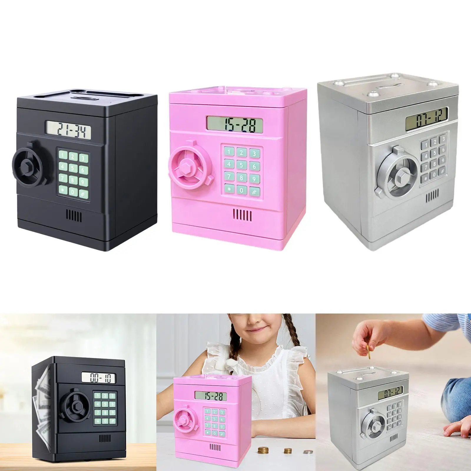 Piggy Bank for Saving Box Portable Lightweight with Password Automatic Roll
