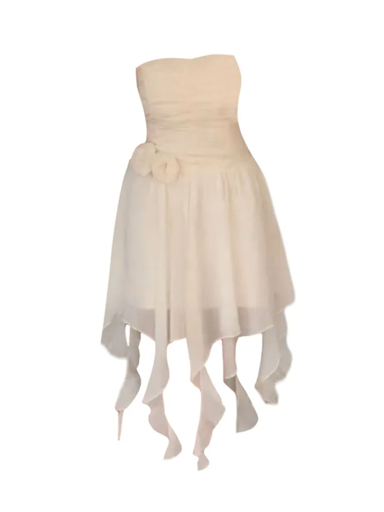 

Fashion Elegant Fairy Dress Mori Girl Slim Low Chest Ruffle Prom Gown Design Streetwear Evening Dress Formal Occasion Banquet