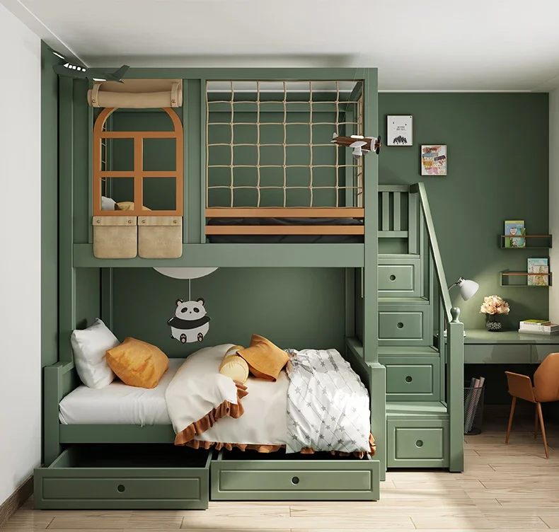 Solid Wood Castle Princess Bedroom Furniture Children Beds Girl Bunk Kids Bed Set Furniture with Slide 2