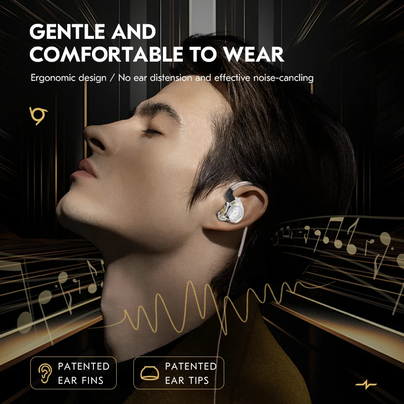 CCZ MC02 HiFi In-Ear Headphones Dual-Magnet Dynamic Driver 10mm Large DD 5N OFC Cable Music Wired Headset for Sound Enthusiasts