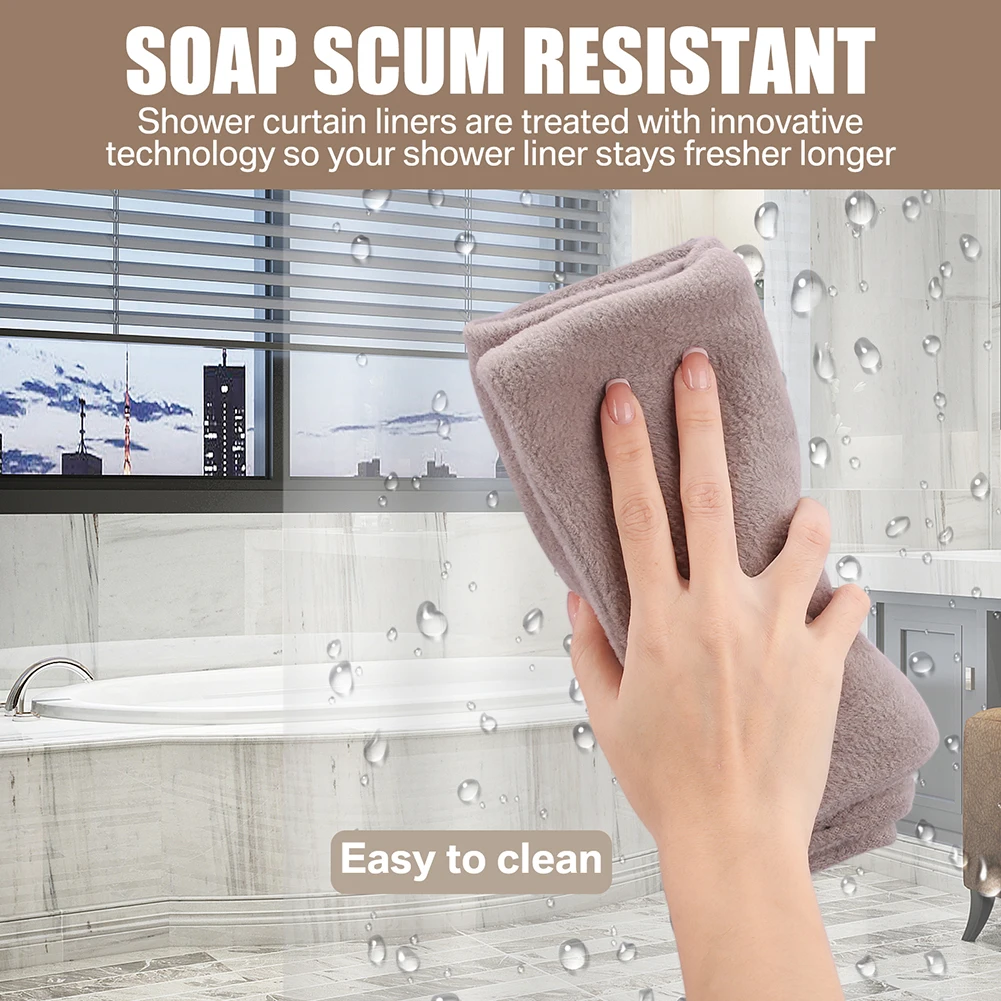 Shower Curtains Clear Shower Curtain Waterproof White Gray Bath Curtains Liner Transparent Pink Bathroom Mildew PEVA Home Luxury Hooks