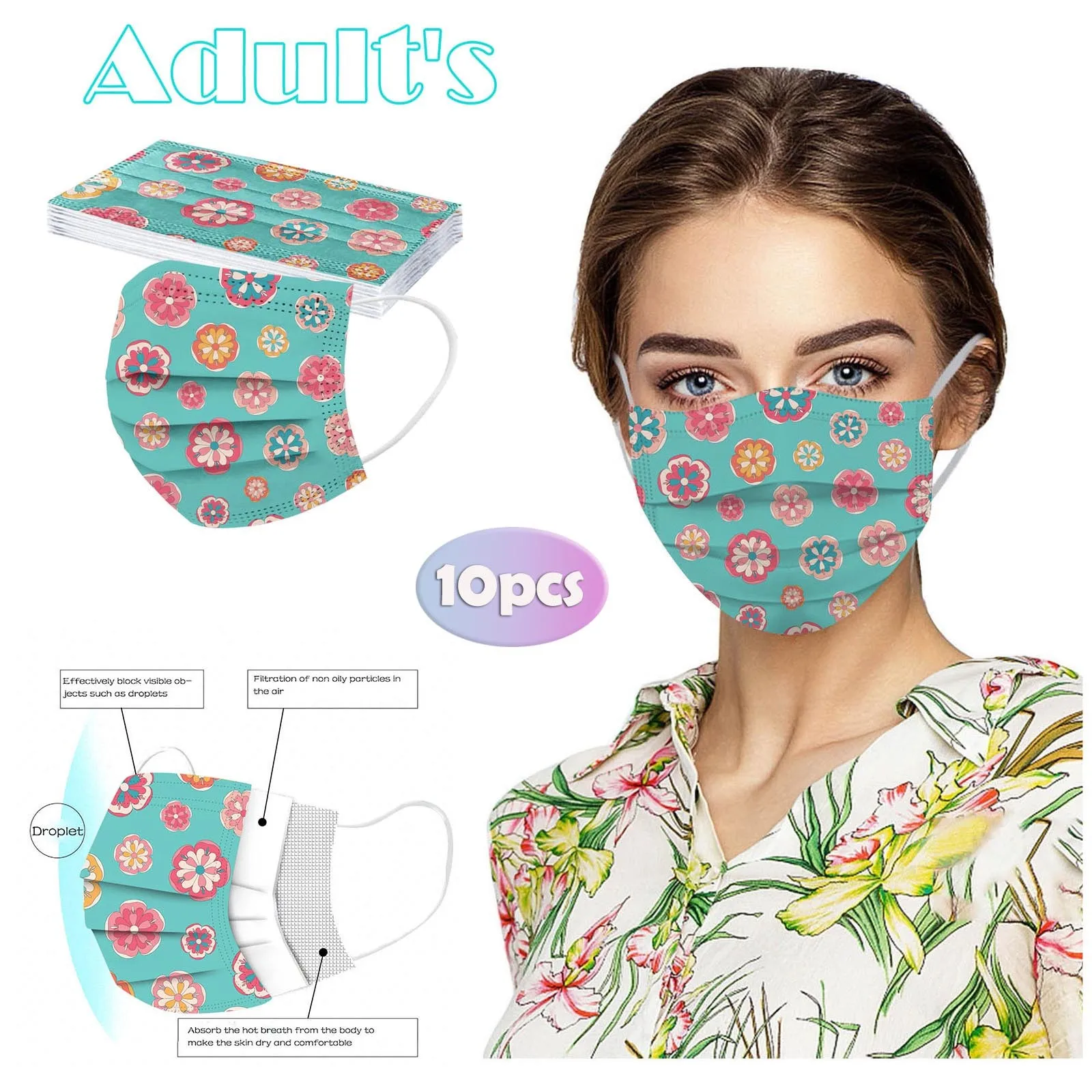 Adult  Women Man  Disposable Face Mask Industrial 3ply Ear Loop 50pc Mask Mascarillas Desechables Disposable Mouths Covers 4