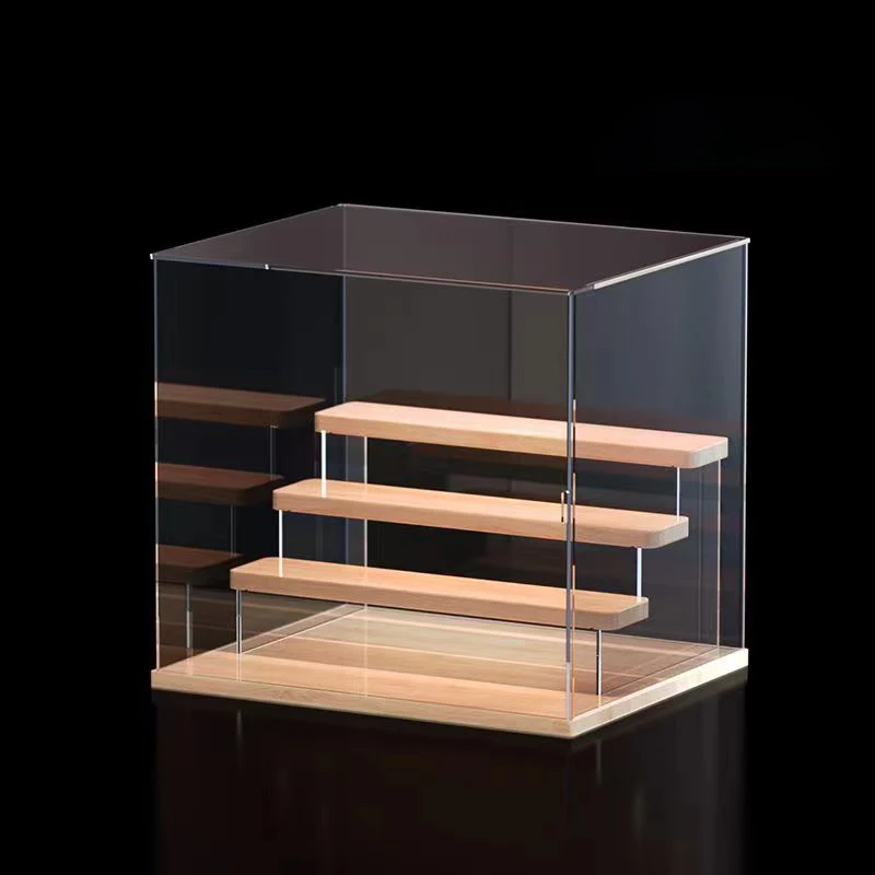 Solid Wood Step Figure Display Cabinet Transparent Acrylic Display Box For Toys, Car Models, Action Figures Storage And Display 2