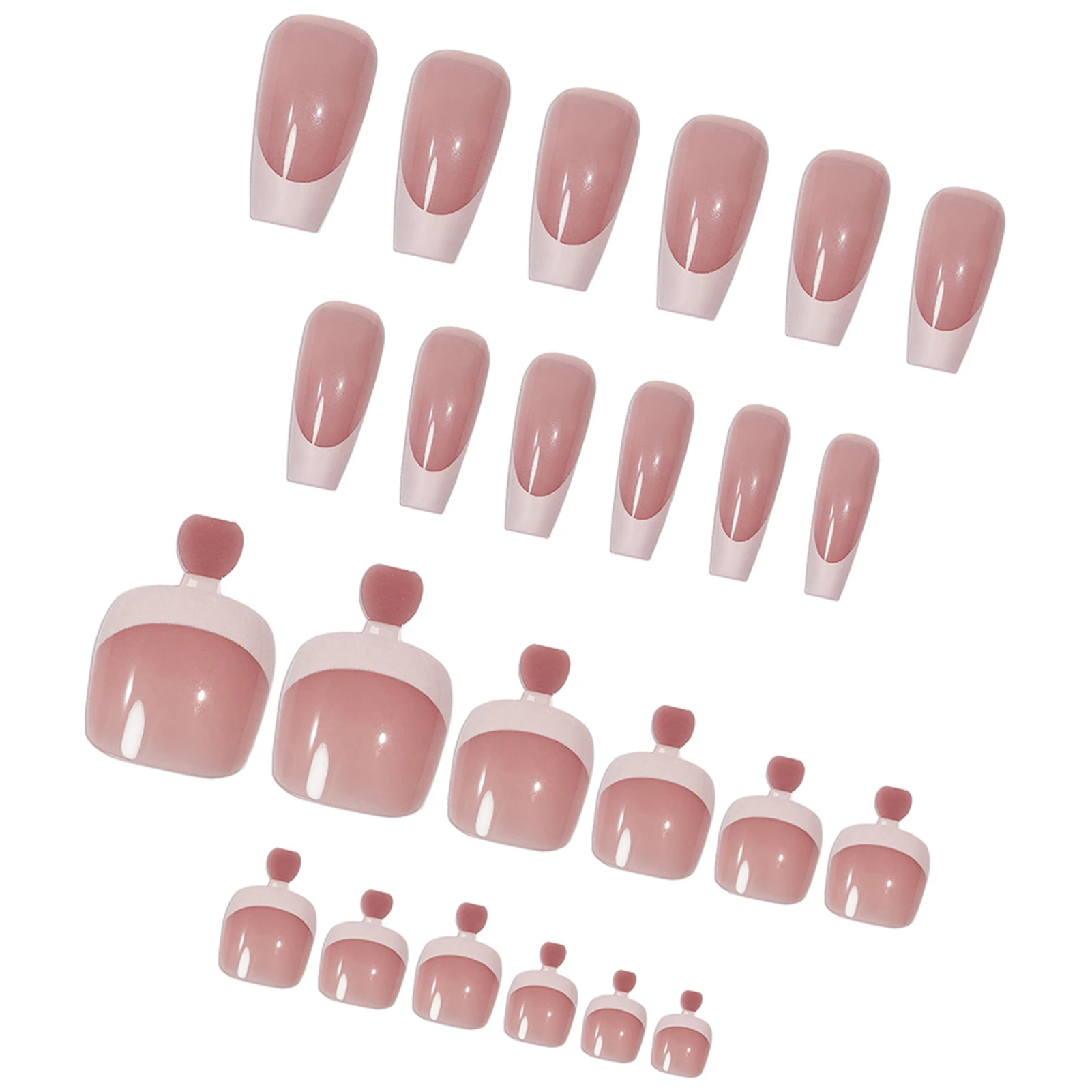 

Pink with White Tip Fake Nail Toenails Easy to Apply Simple to Peel off Nails for Shopping Traveling Dating