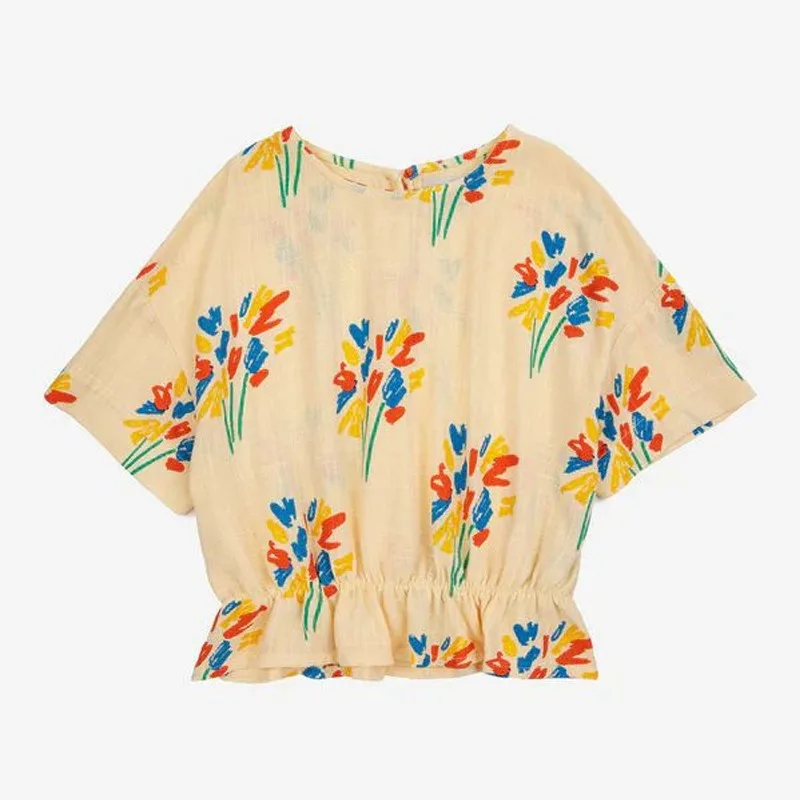 Kids Suit 24 Spring New BC Summer Short-sleeved Boys and Girls Pure Cotton All-print Tops and Pants Baby Casual Clothes
