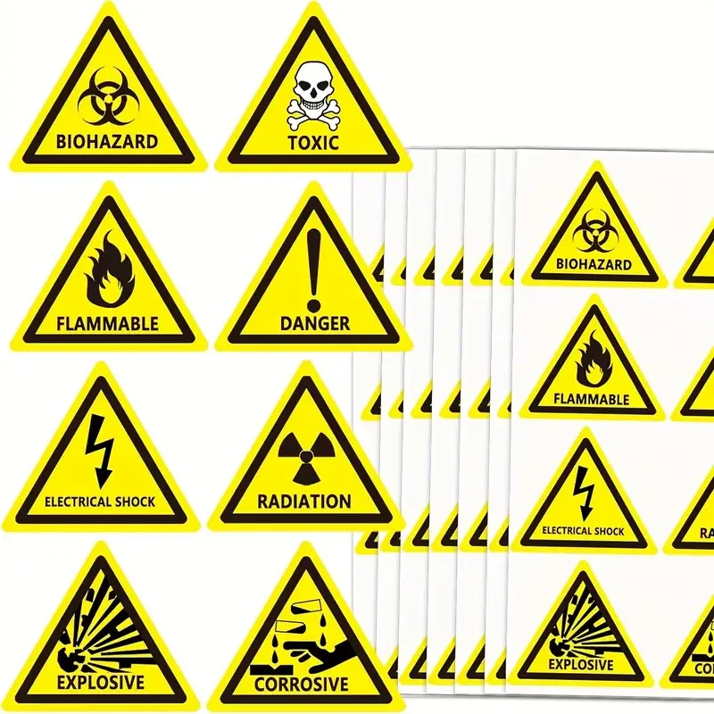 80pcs of 3-Inch Yellow Biohazard Radioactive Electric Shock Warning Stickers, Danger Warning Stickers, Household Stickers.