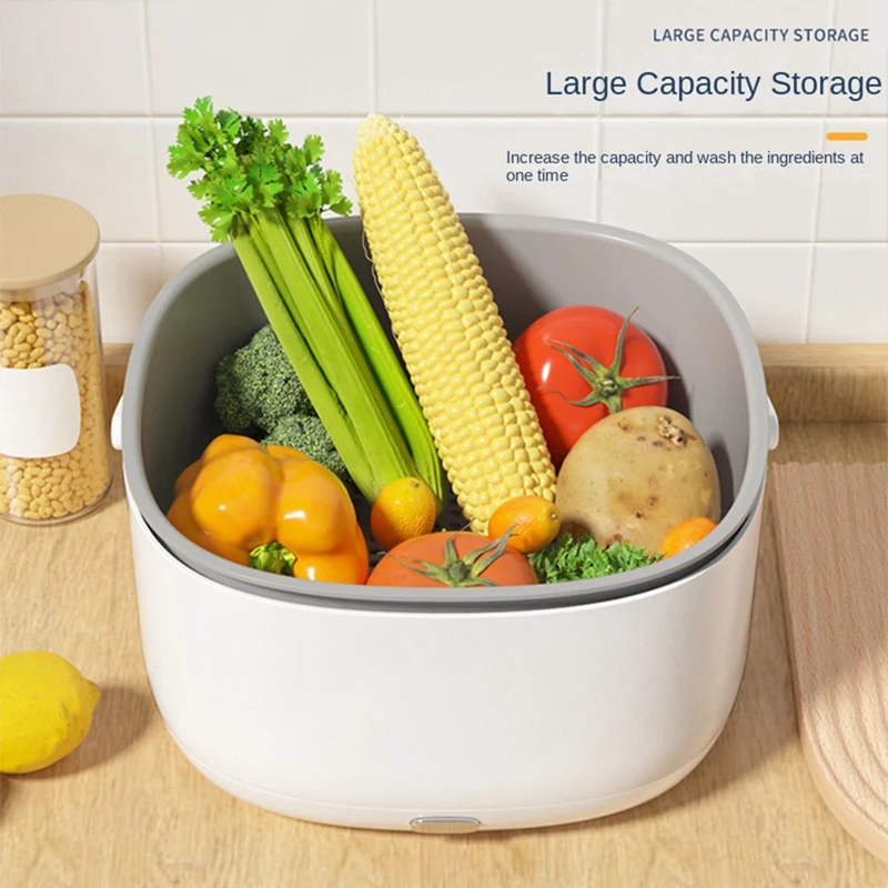 

Электрическая корзина для мытья овощей, кухонная многофункциональная двухслойная прочная сливная машина для фруктов и овощей