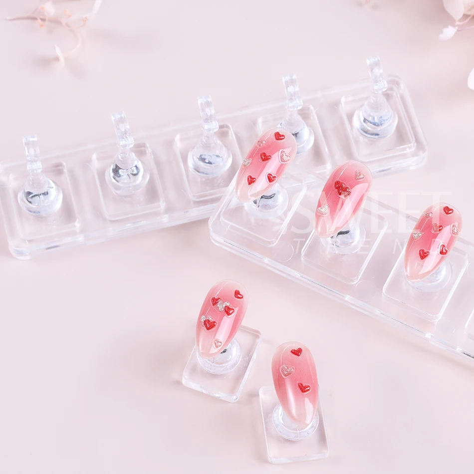 Non-Magnetic Nail Holder Practice Display Stand Acrylic Showing Shelf False Nails Holder DIY Salon Practice Tools Nail Supplies