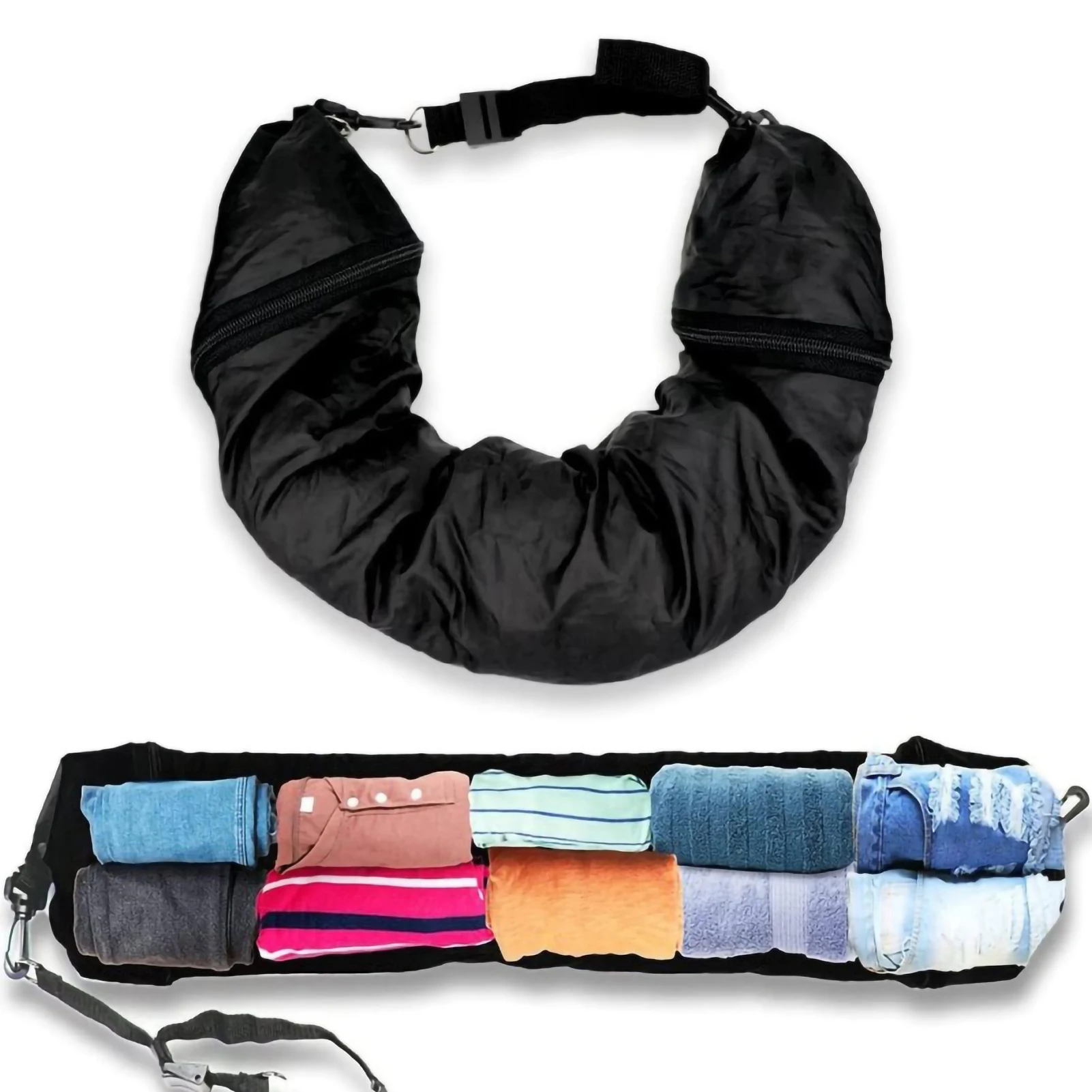 

Stuffable Clothing Pillow Cover U-Shaped Pillow Portable Travel Neck Pillow for Train Airplane Refillable Clothes Organizer Bag