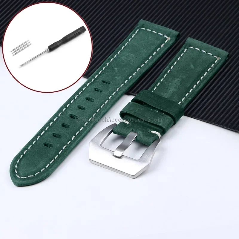 Cowhide Crazy Horse Leather Sport Bracelet - Unisex Business Watch Band & Soft Wristband