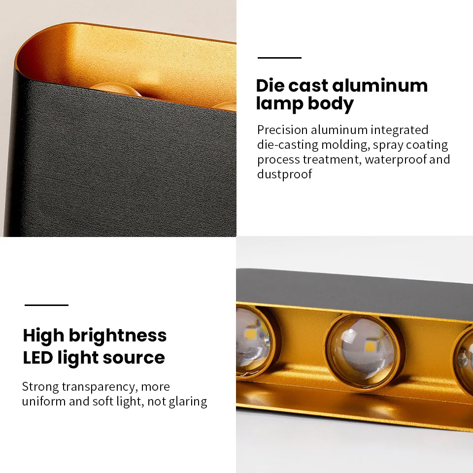 Aluminium LED Wall Lamp Waterproof IP55 Indoor Outdoor Lamp Garden Lights for Living Room Hallway Bedroom Decor