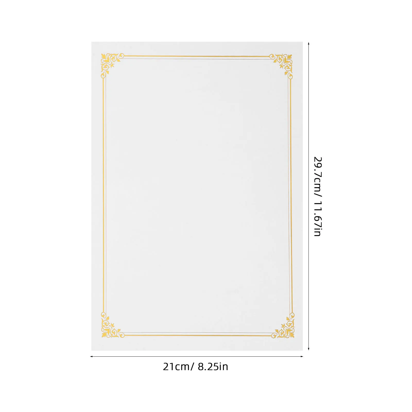 10개입 금박 빈 증서 용지 A4 디플로마 용지 인쇄 가능한 상장 용지 두꺼운 매끄러운 필기 용지 인정서용