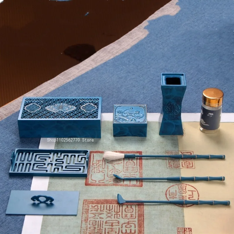 9pcs Blue Series Incense Seal Gift Box Set Tools Household Indoor Office Seal Extension Incense Tools To Purify The Air