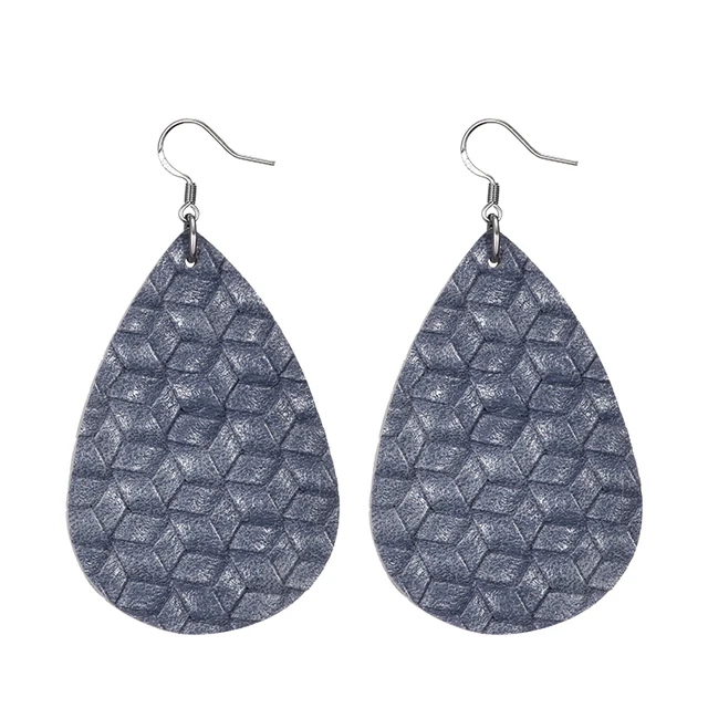 Lightweight Leather Earrings For Women – Teardrop & Leaf Dangle Earrings (Double-Sided, Hypoallergenic)